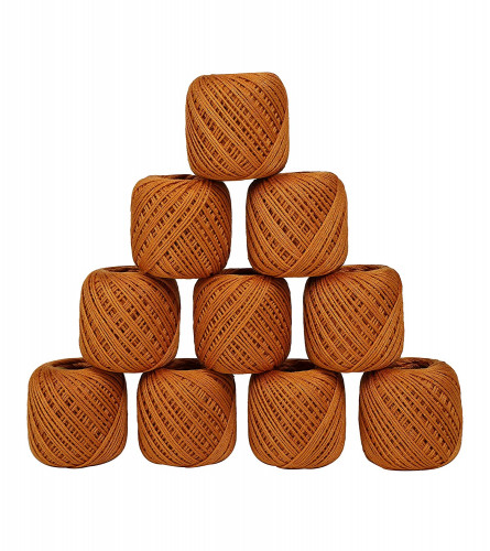 Crochet Cotton Thread Yarn for Knitting and Craft Making Set of 10 Ball (Dark Mustard) Fs