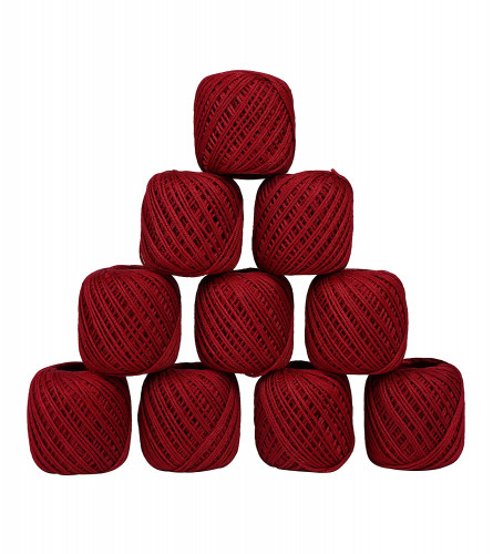 Crochet Cotton Thread Yarn for Knitting and Craft Making Set of 10 Ball (Maroon) Fs