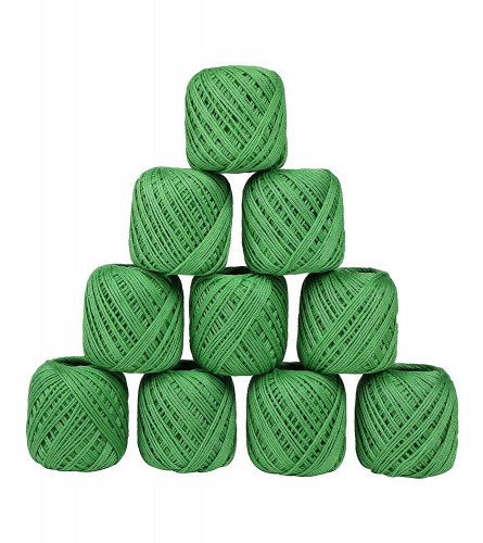 Crochet Cotton Thread Yarn for Knitting and Craft Making Set of 10 Ball (Green) Fs