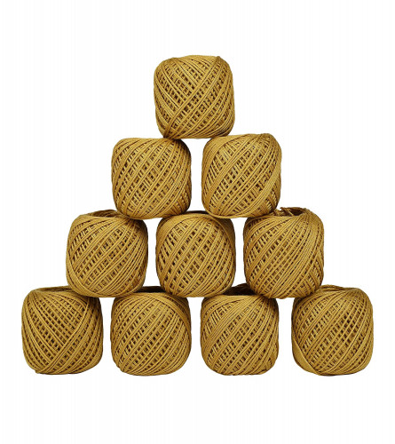 Crochet Cotton Thread Yarn for Knitting and Craft Making Set of 10 Ball (Light Brown) Fs