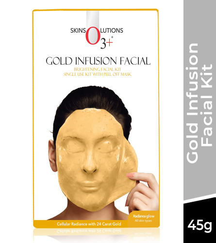 O3+ Gold Infusion Facial Brightening Facial Kit with Peel off Mask 45 gm (Fs)