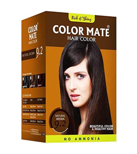Color Mate Herbal Based Ammonia Free Hair Colour with Ayur Product In Combo, 454 g - 9.2 Natural Brown  | free shipping