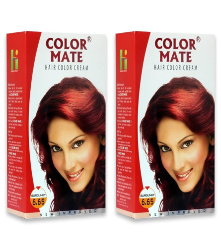 Color Mate Hair Color Cream, Burgundy, 130 ml (Pack of 2) free shipping