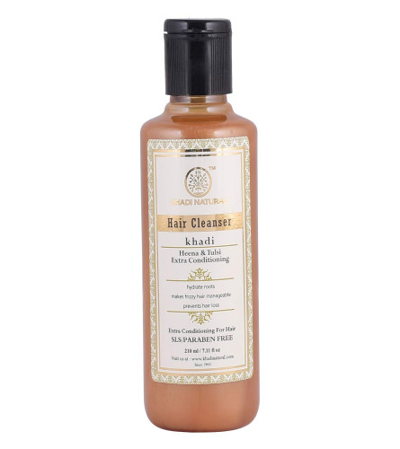 Khadi Natural Heena & Tulsi Extra Conditioning Herbal Hair Shampoo | Natural Hair Cleanser for Frizzy Hair | Shampoo For Making Hair Manageable | Paraben & Sulphate-Free |Suitable for All Hair Types 210 ML X 2 PACK