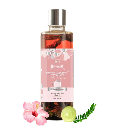 Nat Habit - Back To Natural Secrets Everyday Hibiscus Amla Hair Growth Dasabuti Hair Oil For Hair Fall, 200 ml | free shipping