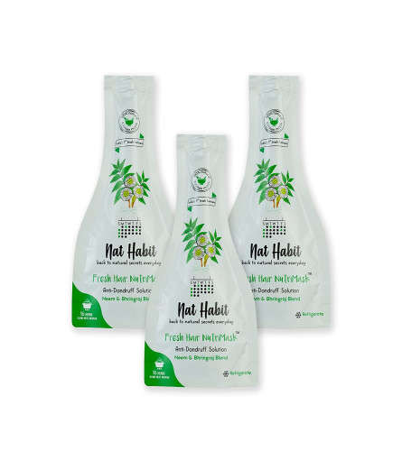 Nat Habit - Back To Natural Secrets Everyday Neem Bhringraj FRESH Hair Mask| Anti-Dandruff, Itch Control & Hair Smoothening | 40 gm (Pack Of 3) free shipping