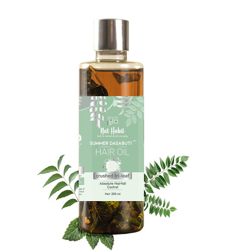 Nat Habit - Back To Natural Secrets Everyday Tri-Leaf Hair Fall Control Dasabuti Hair Oil For Hair & Scalp Massage, 200 ml | free ship