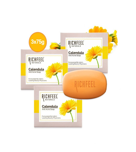 Richfeel Calendula Acne Soap, 75g (Pack of 3) Fs