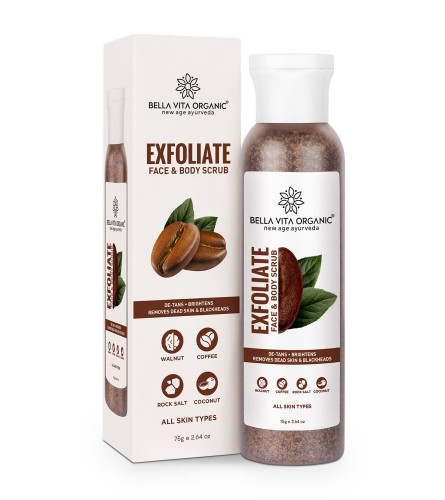 Bella Vita Organic Exfoliate Coffee Scrub for Face & Body, 75 gm (pack of 2) free ship