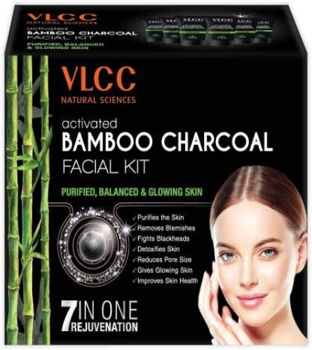 VLCC Activated Bamboo Powder Charcoal Facial Kit, 60 g | free shipping