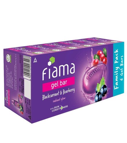 Fiama Gel Bar Blackcurrant And Bearberry for Radiant Glowing Skin,125 gm (Pack of 6) free shipping