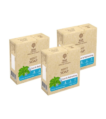 Khadi Essentials Mint Natural Herbal Handmade Bathing Soap, 100 gm (Pack of 3) free ship