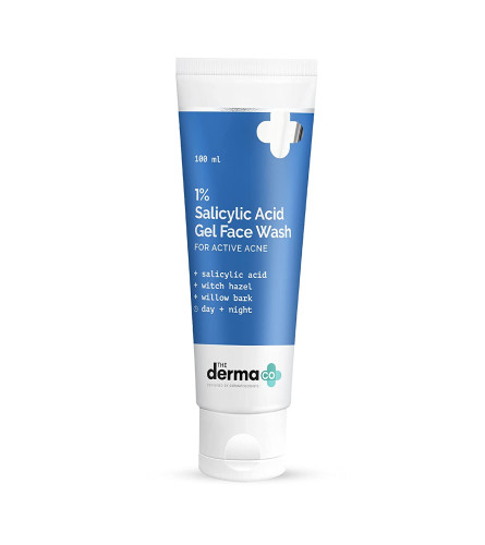 The Derma Co 1% Salicylic Acid Gel Face Wash for Active Acne - 100 ml (pack of 2) free ship