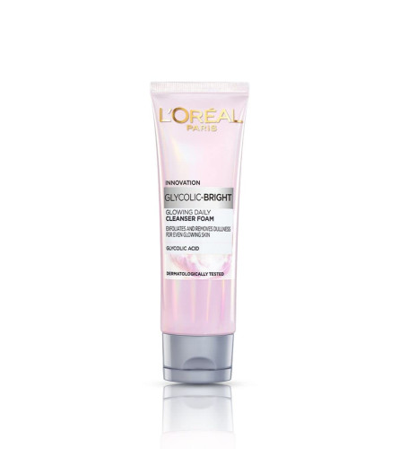 L'Oreal Paris Glycolic Bright Daily Foaming Face Cleanser, 50 ml (Pack of 2) Fs