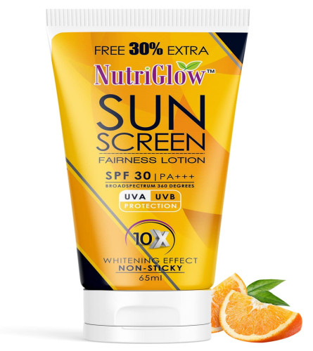 NutriGlow Sunscreen Fairness Lotion SPF 30 PA+++| 65 ml x 4 pack (free shipping)