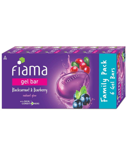 Fiama Gel Bar Blackcurrant And Bearberry for Radiant Glowing Skin,125 g soap, Pack of 6 | free shipping