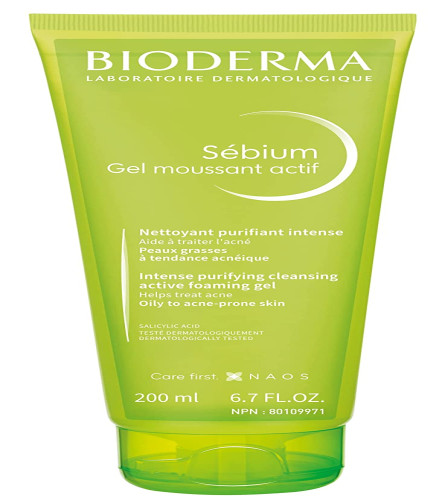 Bioderma Sebium Gel Moussant Actif Intense Purifying Cleansing Foaming Gel, 200 ml | free shipping
