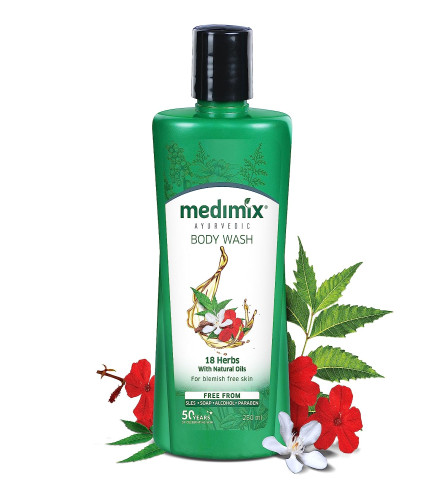 Medimix Ayurvedic Body wash 18 Herbs and Natural Oils Shower Gel, 250 ml  | pack of 2 (free shipping)