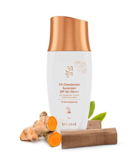 Ayuga Chandanam Sunscreen SPF 50/PA+++ with Sandalwood, Turmeric, 50 gm | free shipping