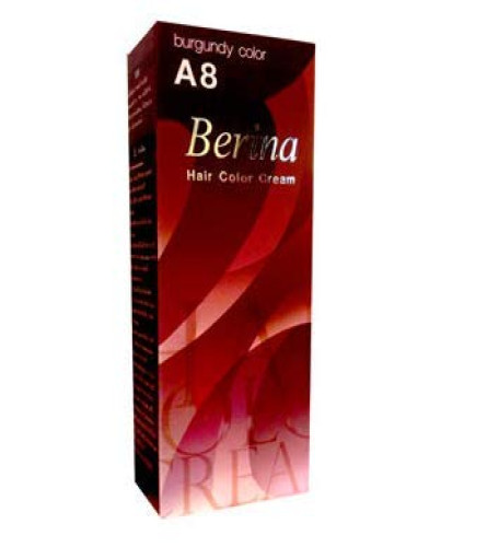 Berina Hair Color Cream Permanent A08 -Burgundy color, 60 gm | pack of 2 | free ship