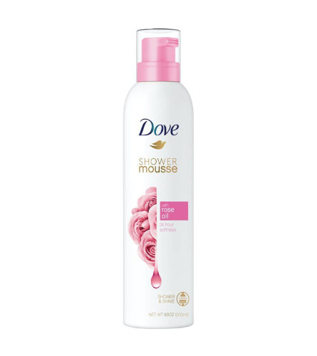 Dove Creamy Shower and Shaving Mousse, Gentle Cleanser Infused with Rose Oil 200 ml