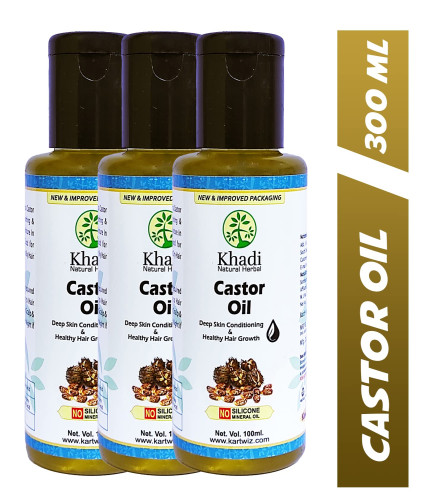 Khadi Natural Herbal Castor Oil 100 ml (Pack of 3) Fs