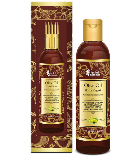 Oriental Botanics Organic Extra Virgin Olive Oil For Hair and Skin Care, 200 ml (Fs)