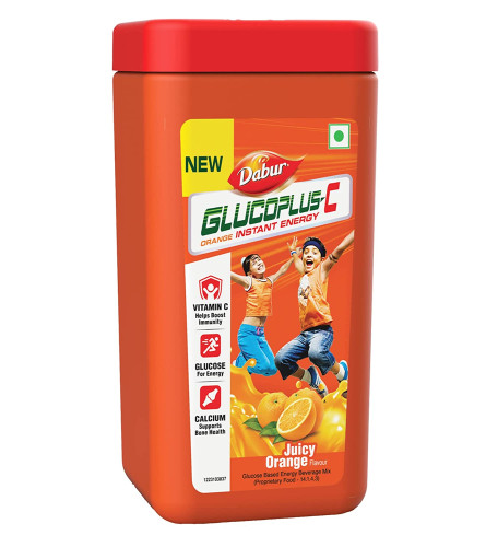 Dabur GlucoPlus-C Instant Energy Glucose Juicy & Tasty Orange Flavour - 400g Jar
