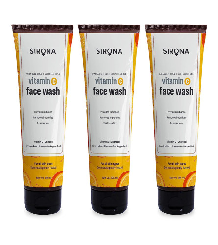 Sirona Vitamin C Face Wash for Men & Women | 125 ml (Pack of 3) free shipping