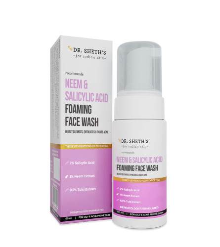 Dr. Sheth’s Neem & Salicylic Acid Foaming Face Wash -100 ml | pack of 2 | free shipping