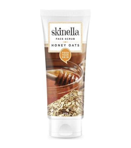 Skinella Natural Face Scrub Honey Oats, For All Skin Types, 100 gm | pack of 2 | free shipping