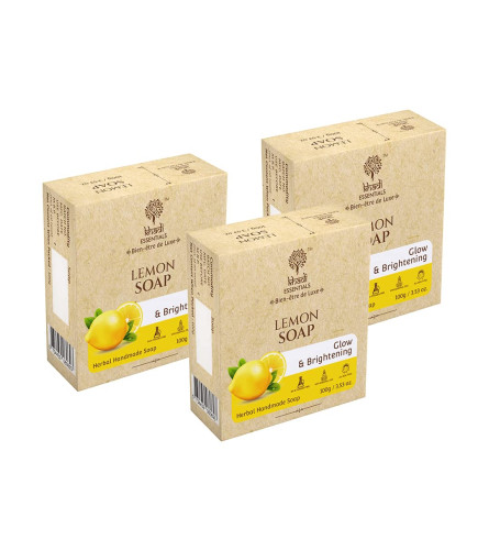 Khadi Essentials Lemon Herbal Handmade Bathing Soap 100 gm (Pack of 3)