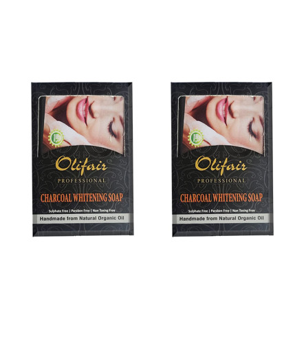 Olifair Charcoal whitening Soap for Men and Women 120g (Pack of 2)