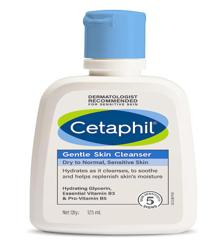 Cetaphil Face Wash Gentle Skin Cleanser for Dry to Normal, Sensitive Skin, 125 ml Hydrating Face Wash with Niacinamide, Vitamin B5