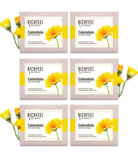 Richfeel Calendula Anti Acne Soap 75 g (Pack of 6) Fs