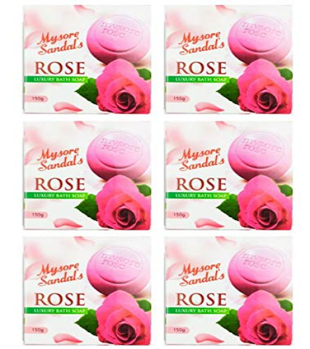 Mysore Sandal's rose luxury bath soap, 150 gm (Pack of 6) free shipping