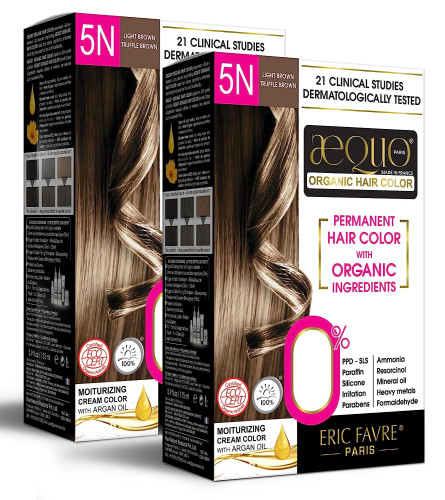 Aequo Organic Cream Hair Colour 5N Light Brown for Women,170 ML| pack of 2 | free shipping