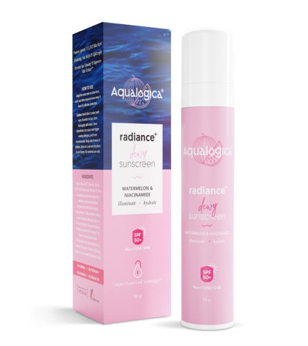 Aqualogica Radiance+ Dewy Sunscreen Cream with Watermelon SPF 50, 50 g | pack of 2 | free shipping