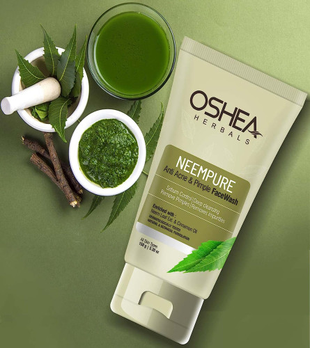 Oshea Herbals Neempure Anti Acne & Pimple Face Wash- Sebum Control | Deep Cleansing | Remove Pimples | Impurities | All Skin Types- 150 gm x 2 pack