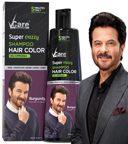 VCare Super Eazzy Hair Colour Shampoo for Women and Men - Burgundy 180 ml (Fs)