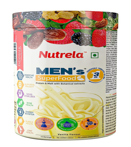 Patanjali Nutrela Men Superfood for muscle Vanilla Flavor 400 gm (Fs)