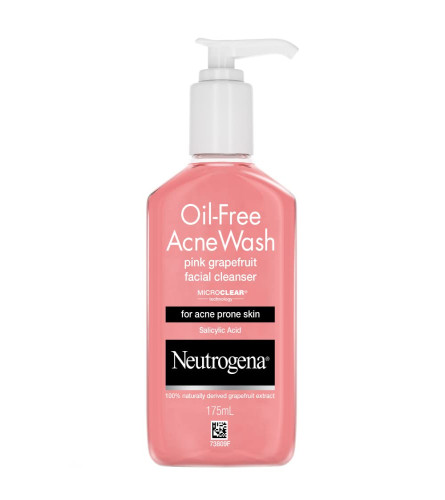 Neutrogena Oil Free Acne Wash Pink-Grapefruit Cleanser, Pink, 175 ml (free ship)