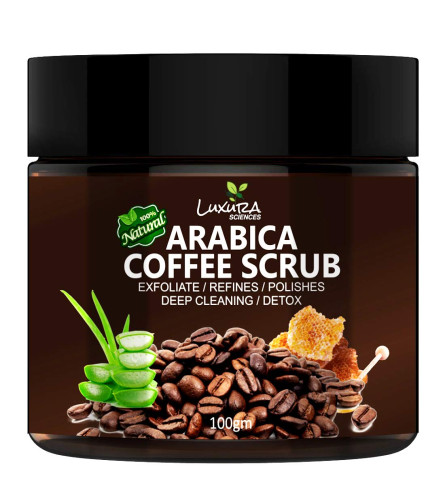 Luxura Sciences Natural Arabica Coffee Face Scrub For Deep Cleaning, 100 gm x 2 Pack | free shipping