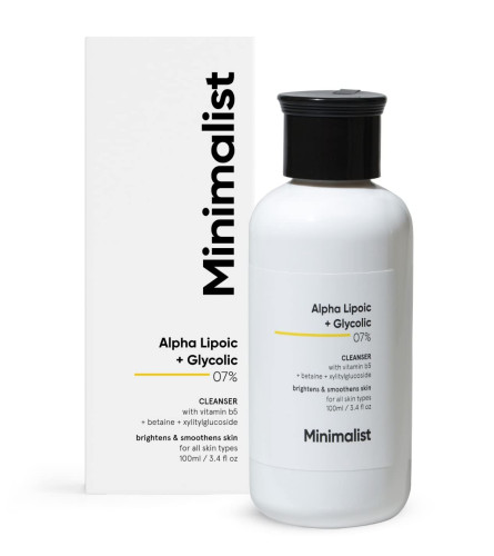 Minimalist 7% Ala & Aha Brightening Face Wash For Hydration, 100 ml | pack of 2 | free shipping