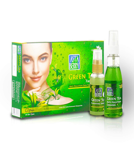 Astaberry Green Tea Facial Kit 6 Steps For All Skin Types 570 ml (Fs)