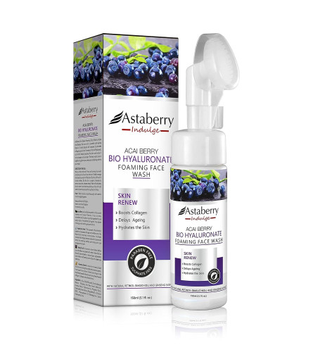 Astaberry Indulge Acai Berry Bio Hyaluronate Foaming Face Wash 150 ml (Pack Of 2) Fs