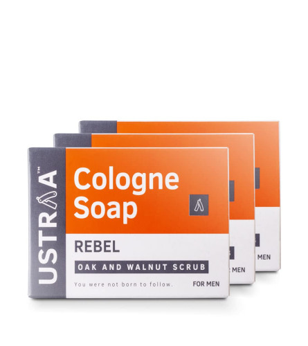 Ustraa Rebel Cologne Soap with Oak & Walnut 125 gm (Pack of 3) Fs