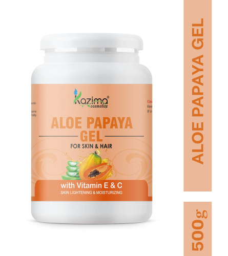 KAZIMA Aloe Papaya Gel with Pure Aloe Vera, Papaya & Vitamin C, E for Face 500 g (Fs)