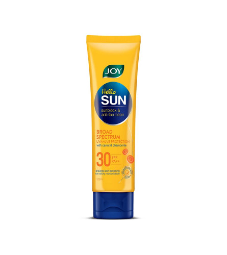 Joy Hello Sun Sunblock and Anti Tan Lotion with UVA + UVB protection, Sunscreen SPF 30 PA++, 120 ml | pack of 2 | free shipping