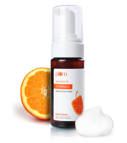 Plum Vitamin C Foaming Face Wash with Mandarin | For Glowing Skin,110 ml | pack of 2 | free shipping